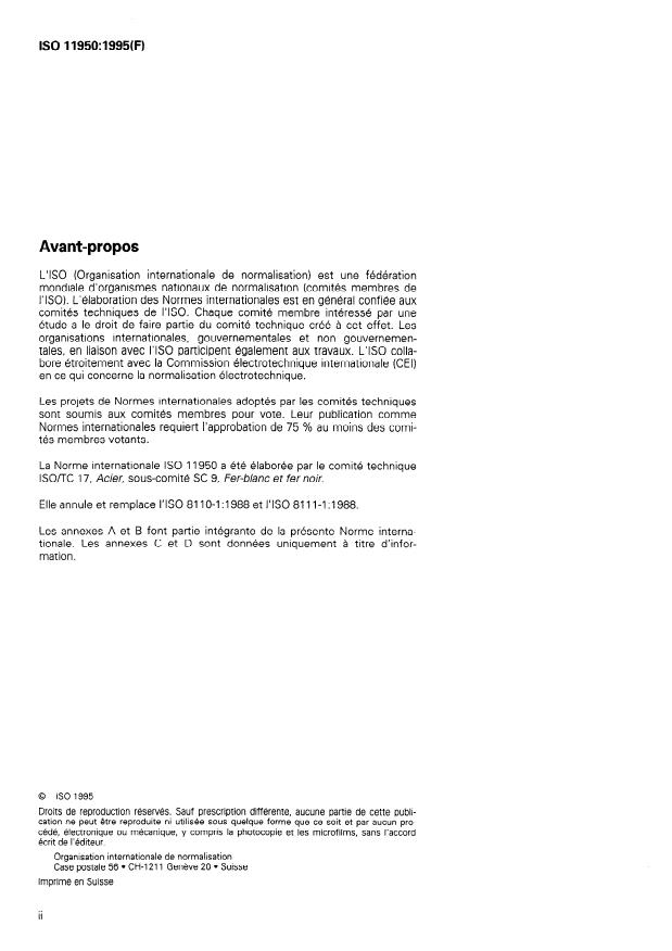 ISO 11950:1995 ISO 11950:1995 - Fer chromé électrolytique laminé a froid - Page 2 preview