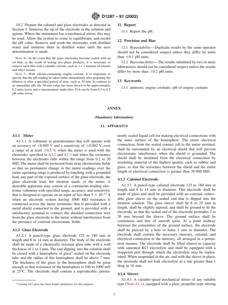 ASTM D1287-91(2002) - Standard Test Method for pH of Engine Coolants and Antirusts