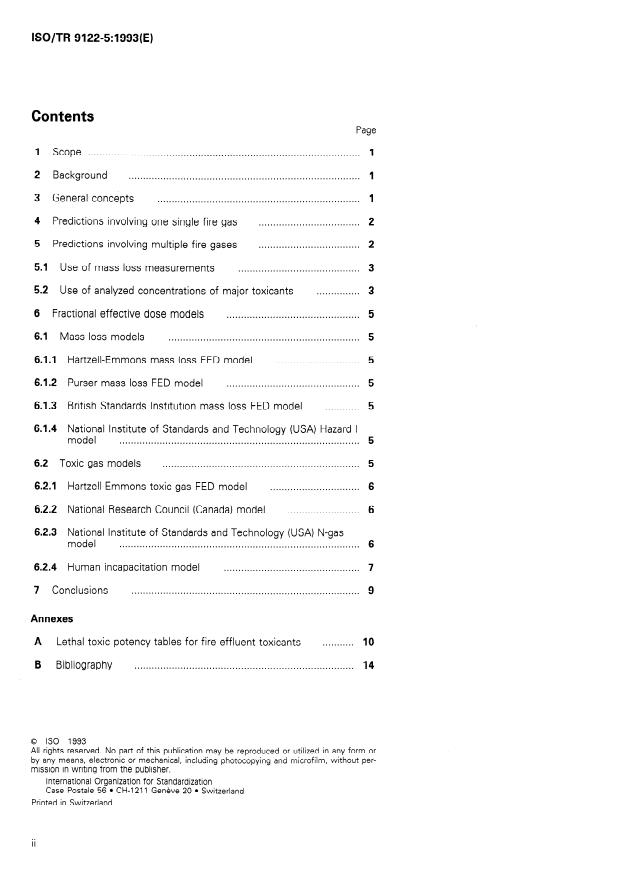 ISO/TR 9122-5:1993 ISO/TR 9122-5:1993 - Toxicity testing of fire effluents - Page 2 preview