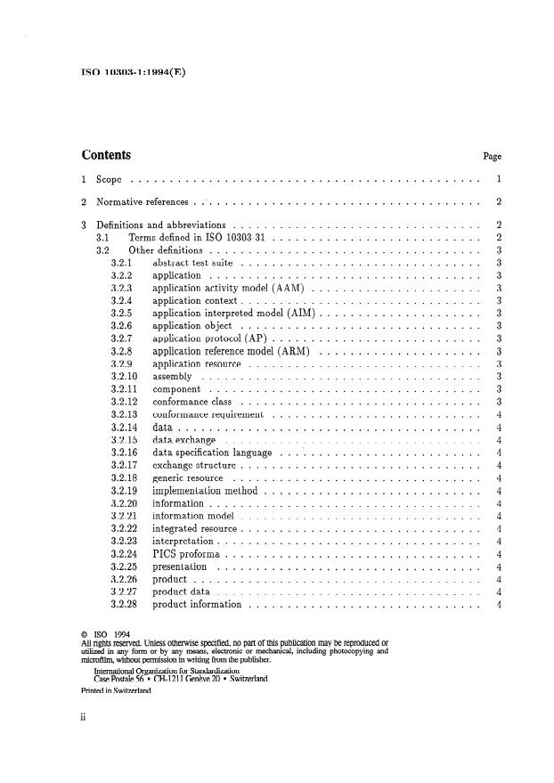 ISO 10303-1:1994 ISO 10303-1:1994 - Industrial automation systems and integration -- Product data representation and exchange - Page 2 preview