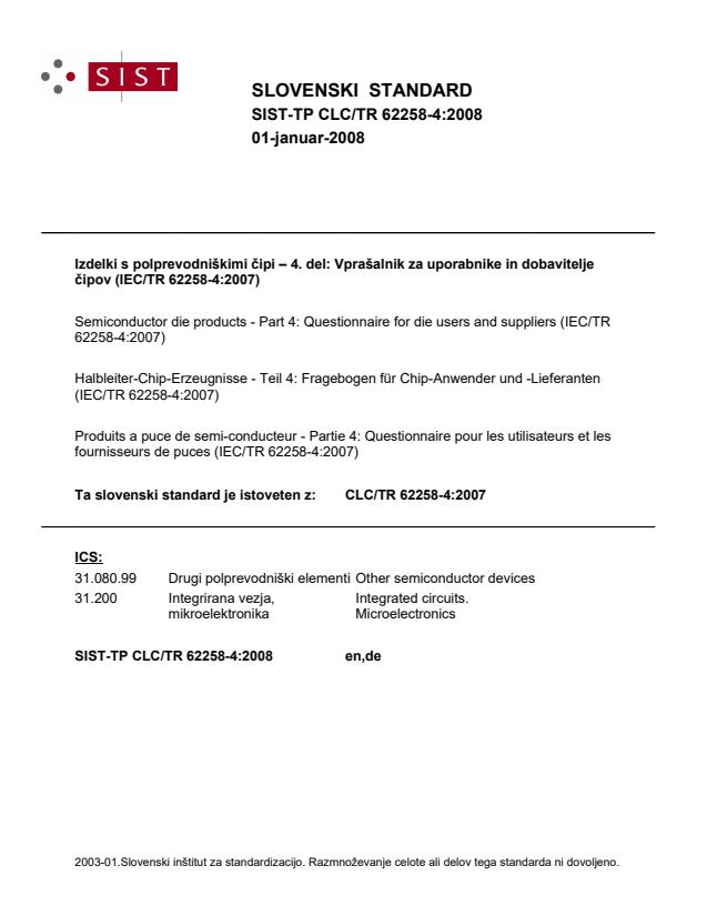 TP CLC/TR 62258-4:2008 - + CD-ROM z vprašalnikom (Excel)