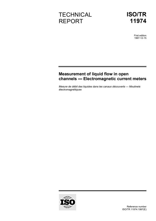 ISO/TR 11974:1997 - Measurement of liquid flow in open channels -- Electromagnetic current meters