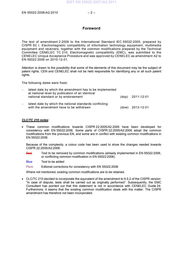EN 55022:2006/A2:2010 EN 55022:2007/A2:2011 - Page 4 preview