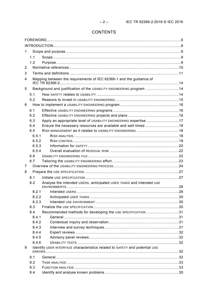 IEC TR 62366-2:2016 IEC TR 62366-2:2016 - Medical devices - Part 2: Guidance on the application of usability engineering to medical devices - Page 4 preview