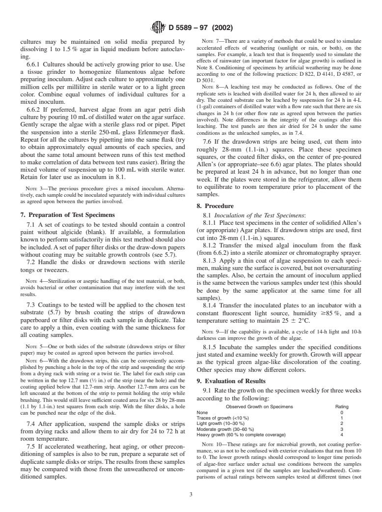 ASTM D5589-97(2002) - Standard Test Method for Determining the Resistance of Paint Films and Related Coatings to Algal Defacement