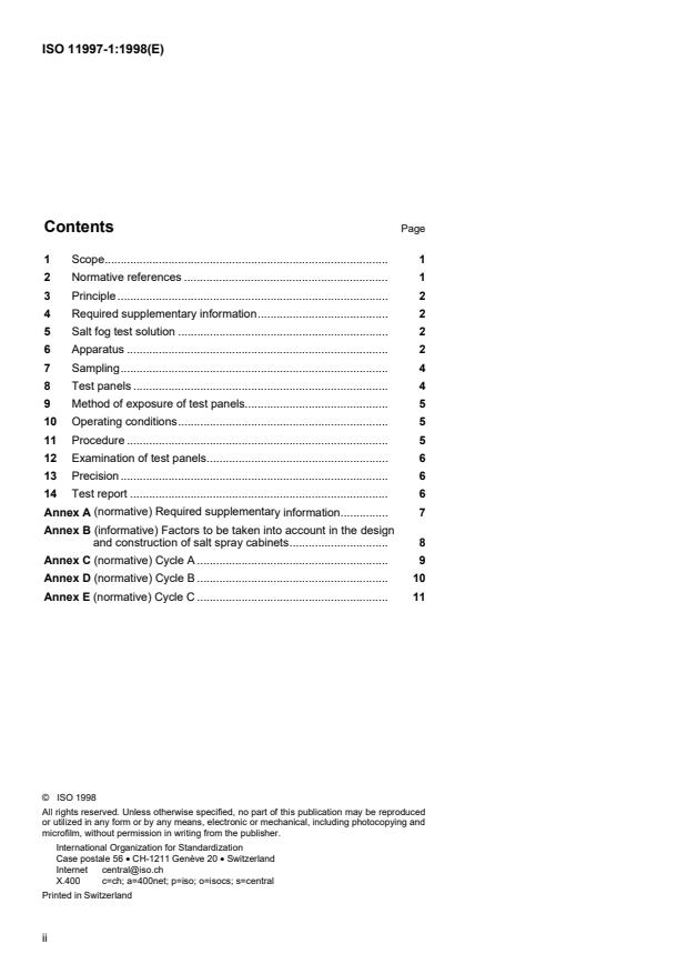 ISO 11997-1:1998 ISO 11997-1:1998 - Paints and varnishes -- Determination of resistance to cyclic corrosion conditions - Page 2 preview