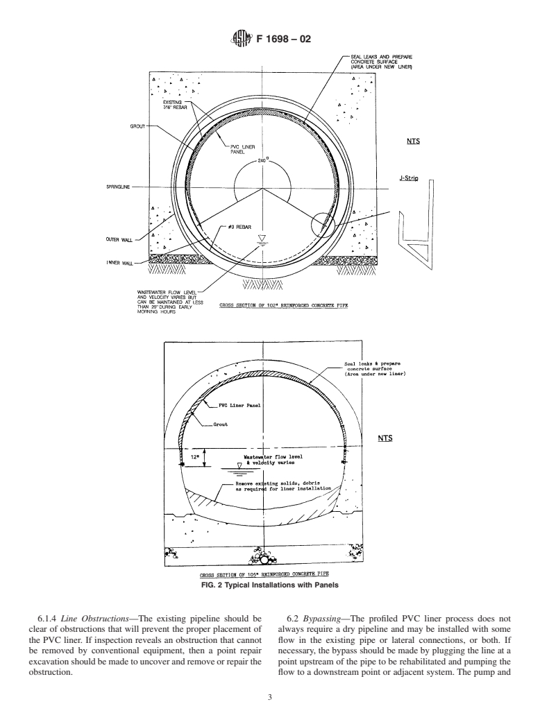 ASTM F1698-02 - Standard Practice for Installation of Poly(Vinyl Chloride)(PVC) Profile Strip Liner and Cementitious Grout for Rehabilitation of Existing Man-Entry Sewers and Conduits