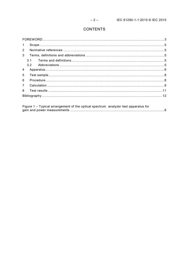 IEC 61290-1-1:2015 IEC 61290-1-1:2015 - Optical amplifiers - Test methods - Part 1-1: Power and gain parameters - Optical spectrum analyzer method - Page 4 preview