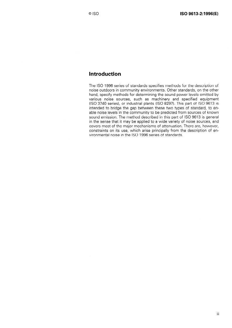 ISO 9613-2:1996 - Acoustics — Attenuation of sound during propagation outdoors — Part 2: General method of calculation
Released:12/5/1996