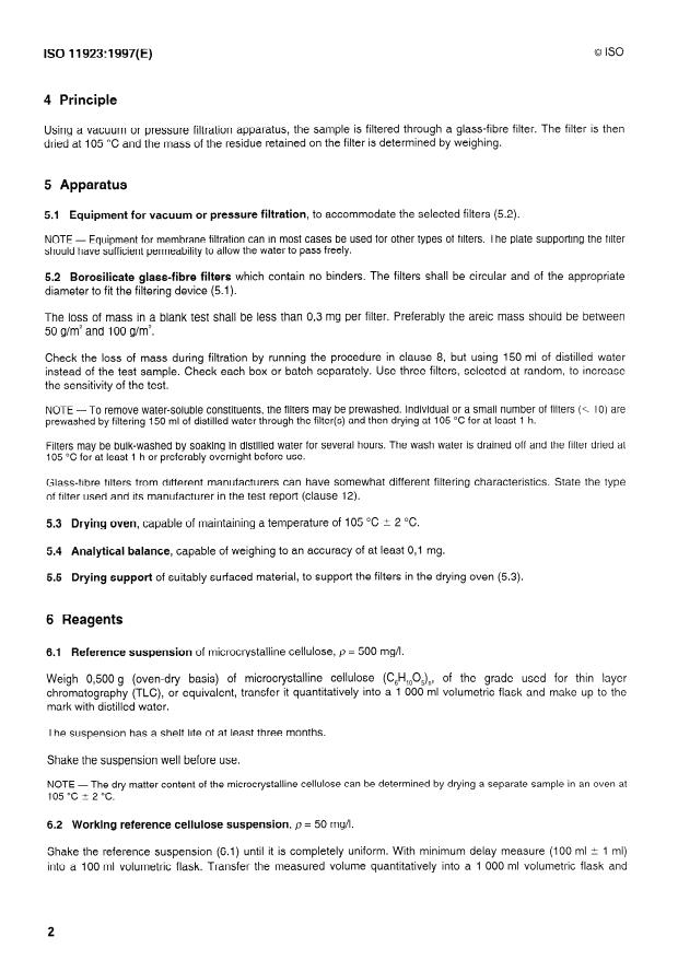 ISO 11923:1997 ISO 11923:1997 - Water quality -- Determination of suspended solids by filtration through glass-fibre filters - Page 4 preview