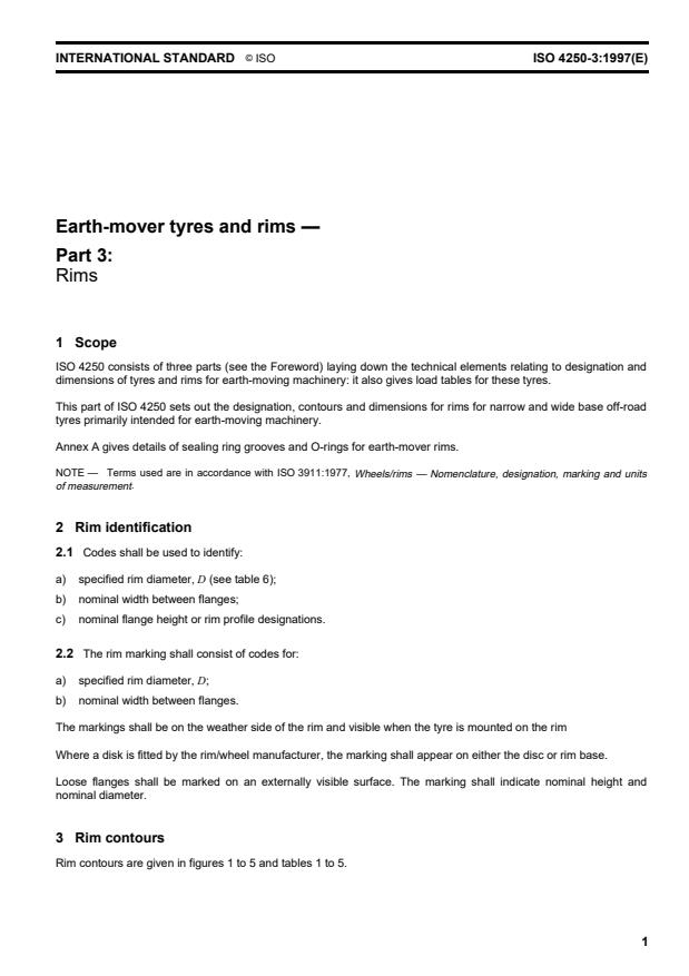ISO 4250-3:1997 - Earth-mover tyres and rims