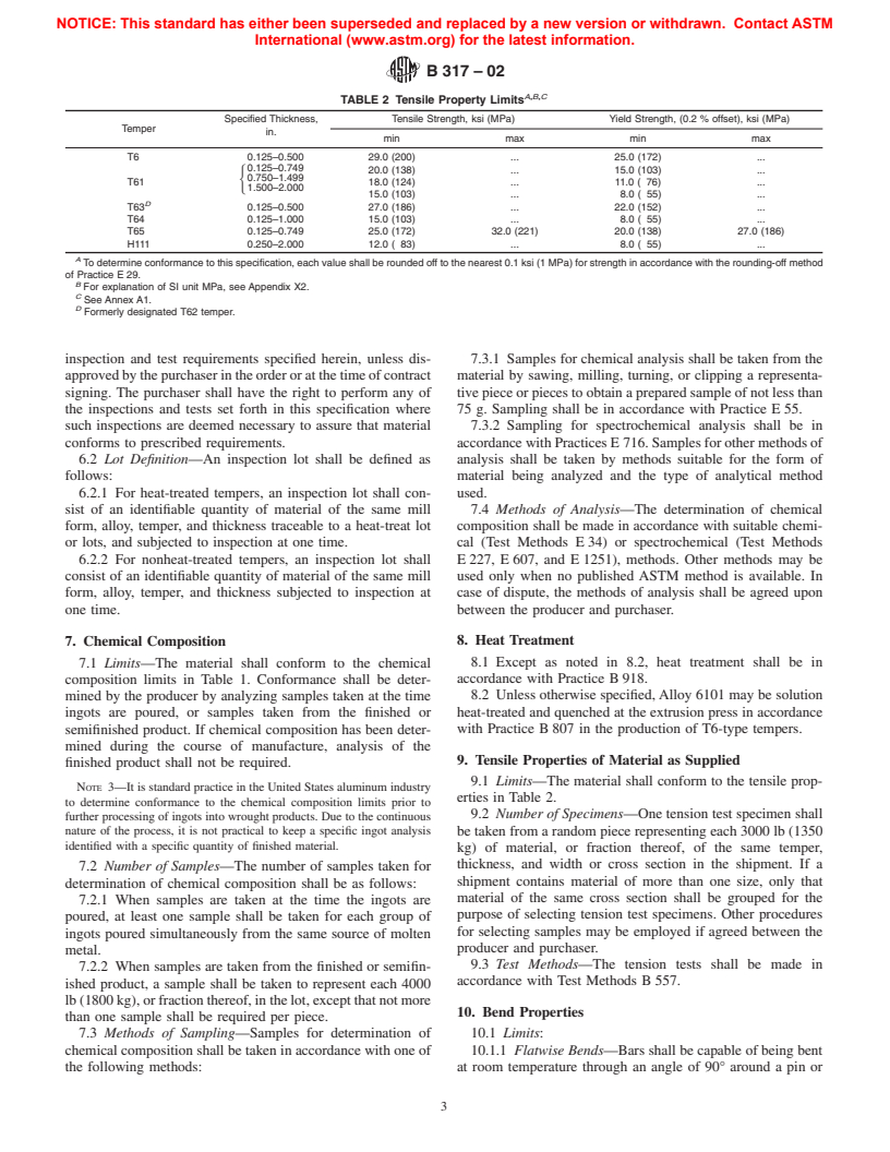 ASTM B317-02 - Standard Specification for Aluminum-Alloy Extruded Bar, Rod, Tube, Pipe, and Structural Profiles for Electrical Purposes (Bus Conductor)