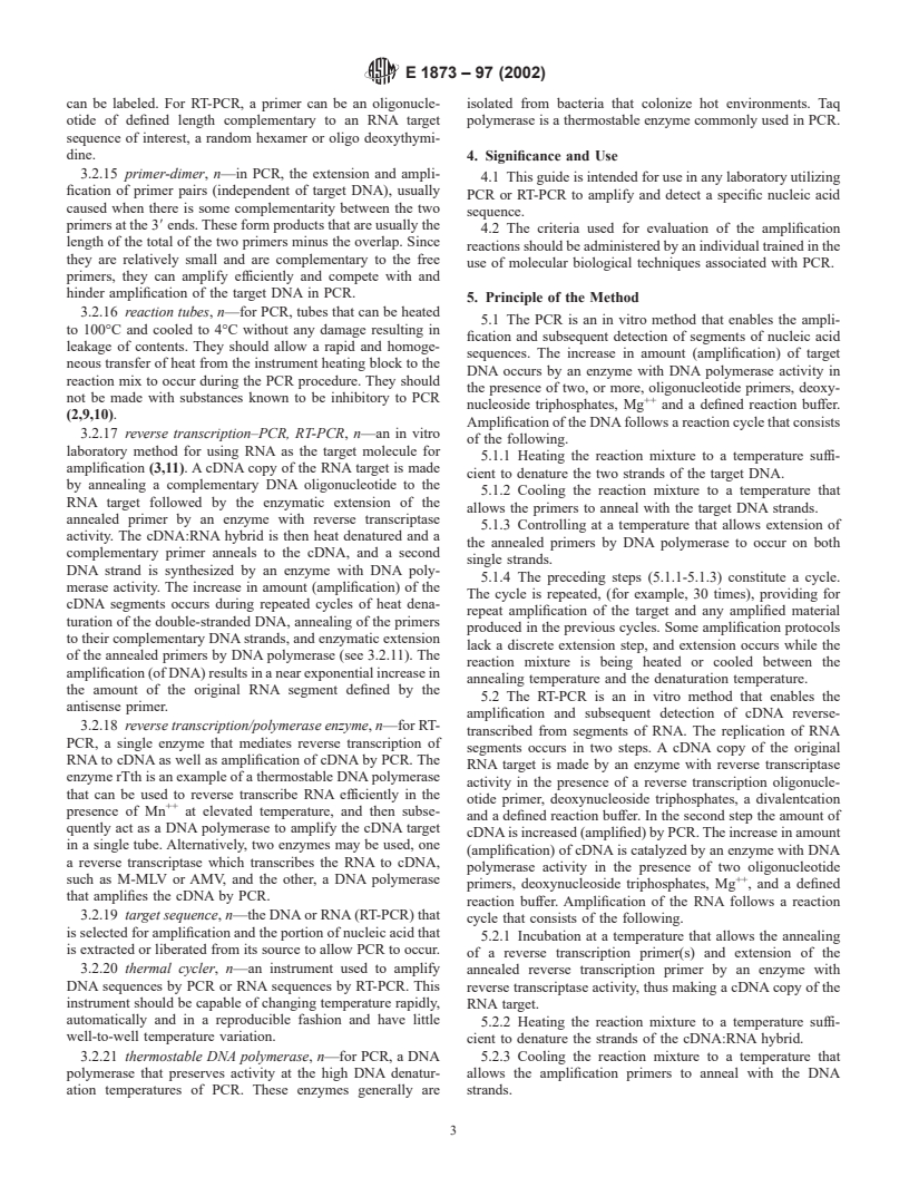 ASTM E1873-97(2002) - Standard Guide for Detection of Nucleic Acid Sequences by the Polymerase Chain Reaction Technique