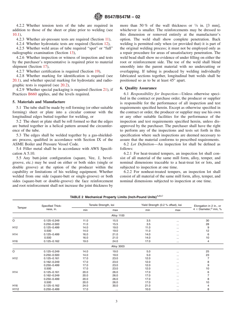 ASTM B547/B547M-02 - Standard Specification for Aluminum and Aluminum-Alloy Formed and Arc-Welded Round Tube