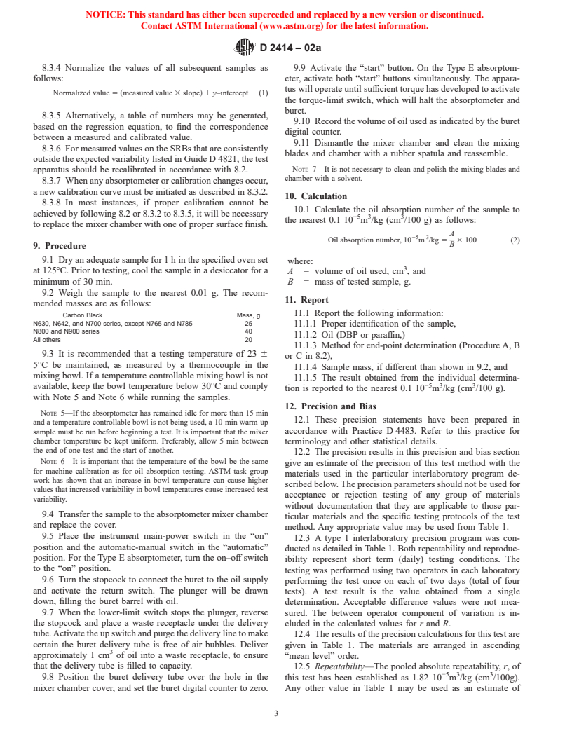 ASTM D2414-02a - Standard Test Method for Carbon Black&#8212;Oil Absorption Number