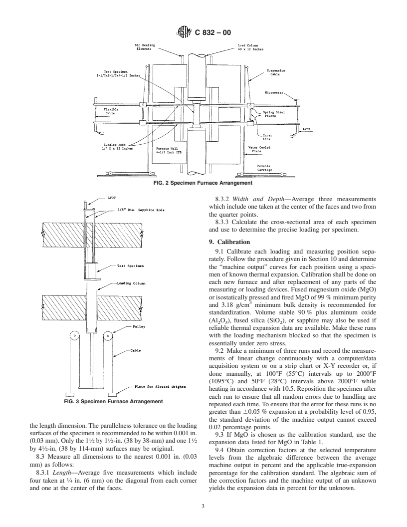 ASTM C832-00 - Standard Test Method of Measuring the Thermal Expansion and Creep of Refractories Under Load