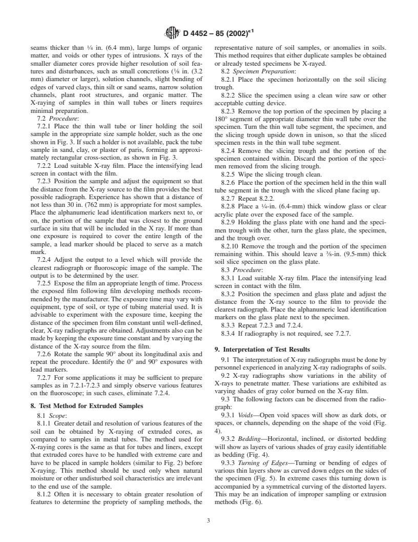 ASTM D4452-85(2002)e1 - Standard Test Methods for X-Ray Radiography of Soil Samples