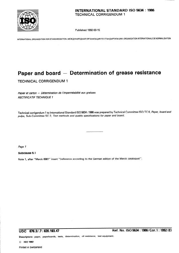 ISO 5634:1986/Cor 1:1992 ISO 5634:1986/Cor 1:1992 - Page 1 preview