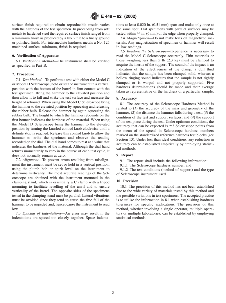 ASTM E448-82(2002) - Standard Practice for Scleroscope Hardness Testing of Metallic Materials