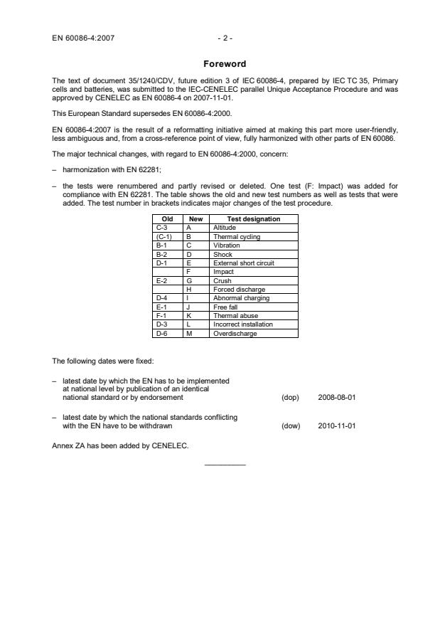 EN 60086-4:2007 EN 60086-4:2008 - Page 4 preview