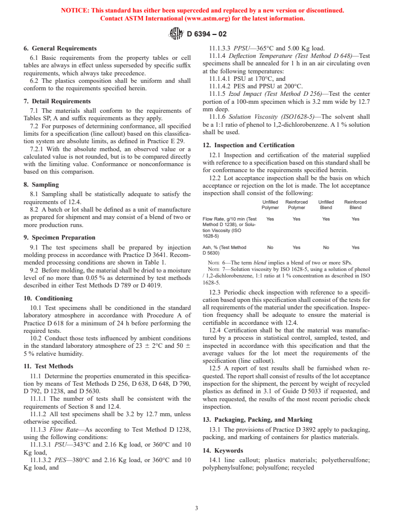 ASTM D6394-02 - Standard Specification for Sulfone Plastics (SP)