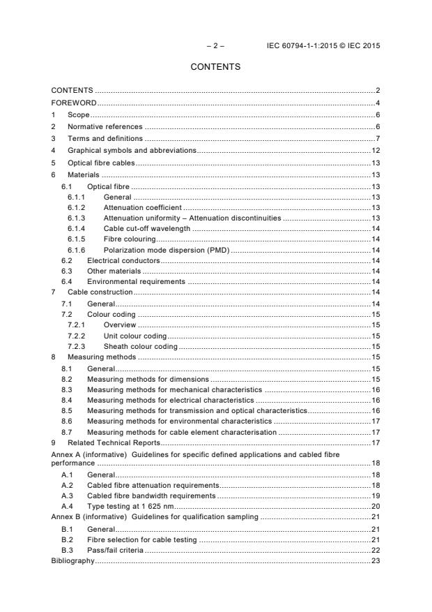 IEC 60794-1-1:2015 IEC 60794-1-1:2015 - Optical fibre cables - Part 1-1: Generic specification - General - Page 4 preview