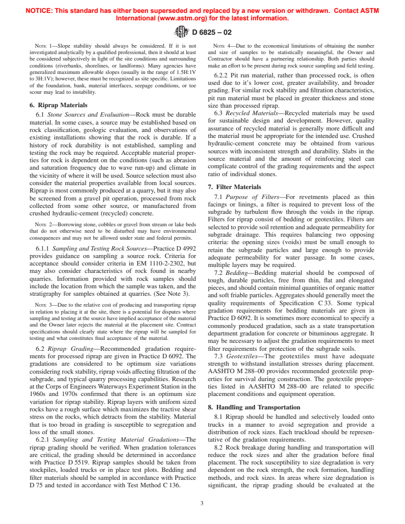 ASTM D6825-02 - Standard Guide for Placement of Riprap Revetments