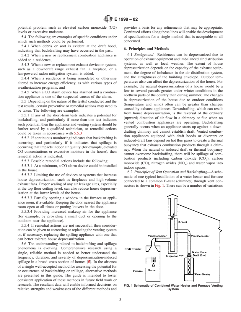 ASTM E1998-02 - Standard Guide for Assessing Depressurization-Induced Backdrafting and Spillage from Vented Combustion Appliances