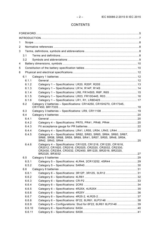 IEC 60086-2:2015 IEC 60086-2:2015 - Primary batteries - Part 2: Physical and electrical specifications - Page 4 preview