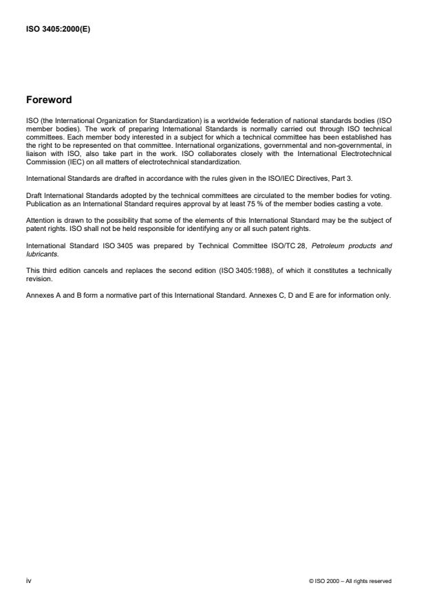 ISO 3405:2000 ISO 3405:2000 - Petroleum products -- Determination of distillation characteristics at atmospheric pressure - Page 4 preview