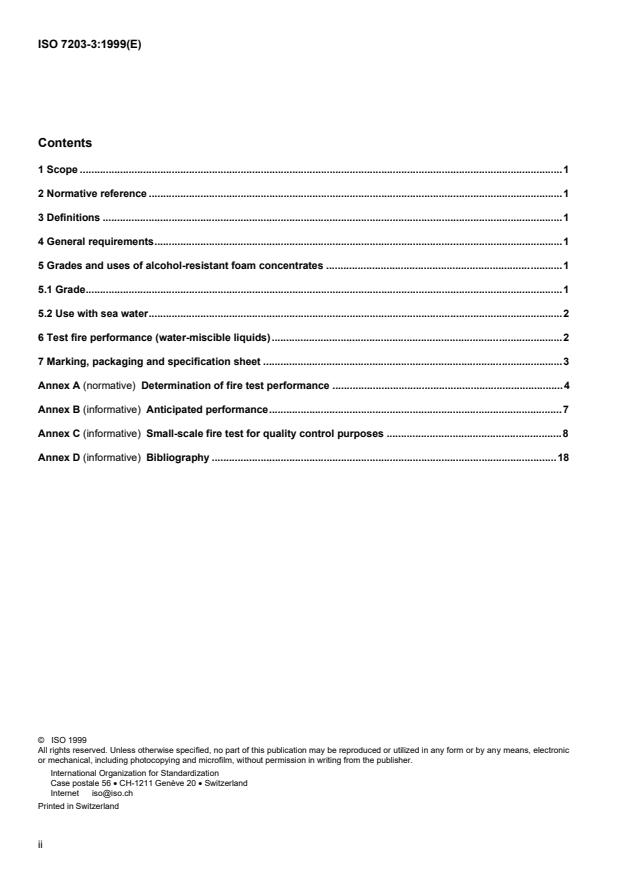ISO 7203-3:1999 ISO 7203-3:1999 - Fire extinguishing media -- Foam concentrates - Page 2 preview