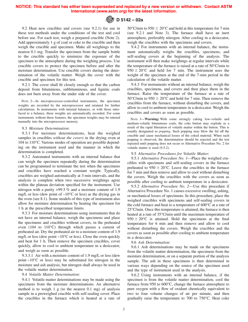 ASTM D5142-02a - Standard Test Methods for Proximate Analysis of the Analysis Sample of Coal and Coke by Instrumental Procedures