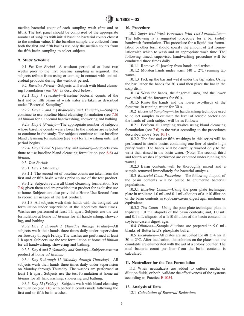 ASTM E1883-02 - Standard Test Method for Assessment of an Antibacterial Handwash Product by Multiple Basin Wash Technique