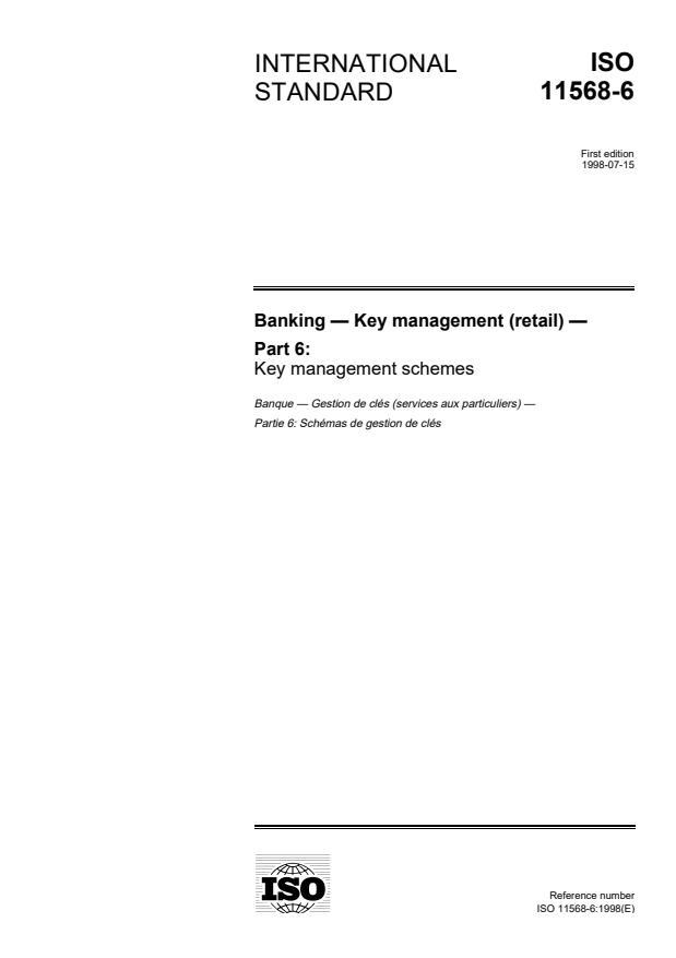 ISO 11568-6:1998 - Banking -- Key management (retail)