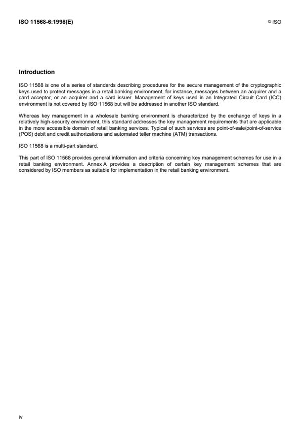 ISO 11568-6:1998 ISO 11568-6:1998 - Banking -- Key management (retail) - Page 4 preview