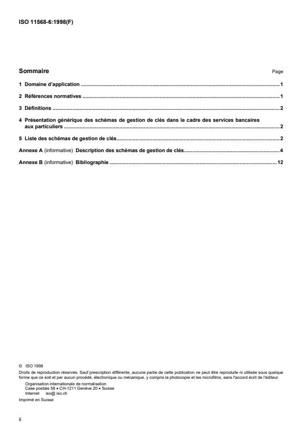 ISO 11568-6:1998 ISO 11568-6:1998 - Banque -- Gestion de clés (services aux particuliers) - Page 2 preview