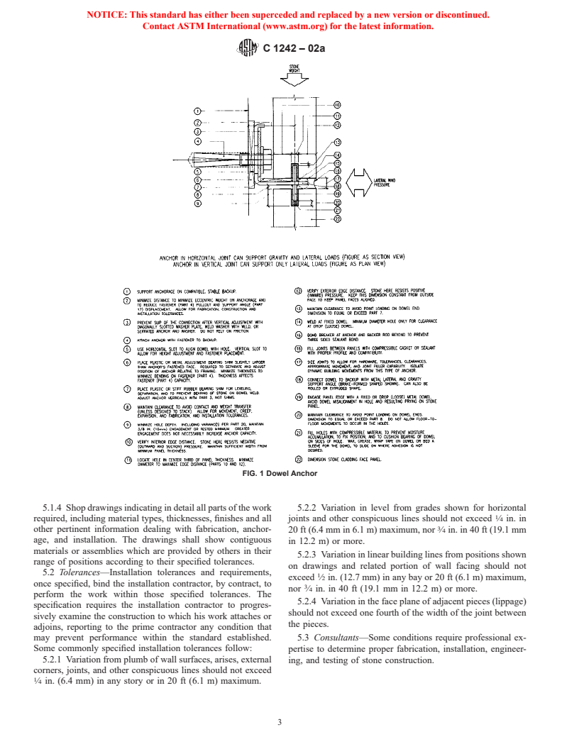 ASTM C1242-02a - Standard Guide for Selection, Design, and Installation of Exterior Dimension Stone Anchors and Anchoring Systems