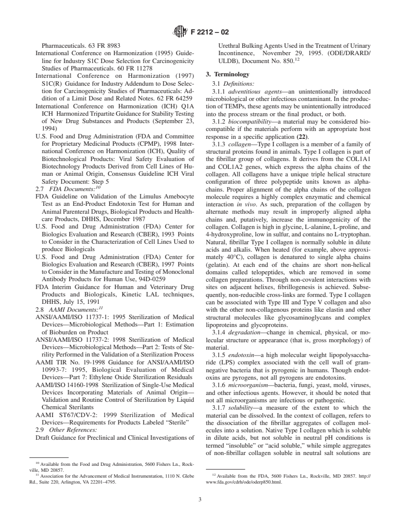 ASTM F2212-02 - Standard Guide for Characterization of Type I Collagen as a Starting Material for Surgical Implants and Substrates for Tissue Engineered Medical Products (TEMPs)