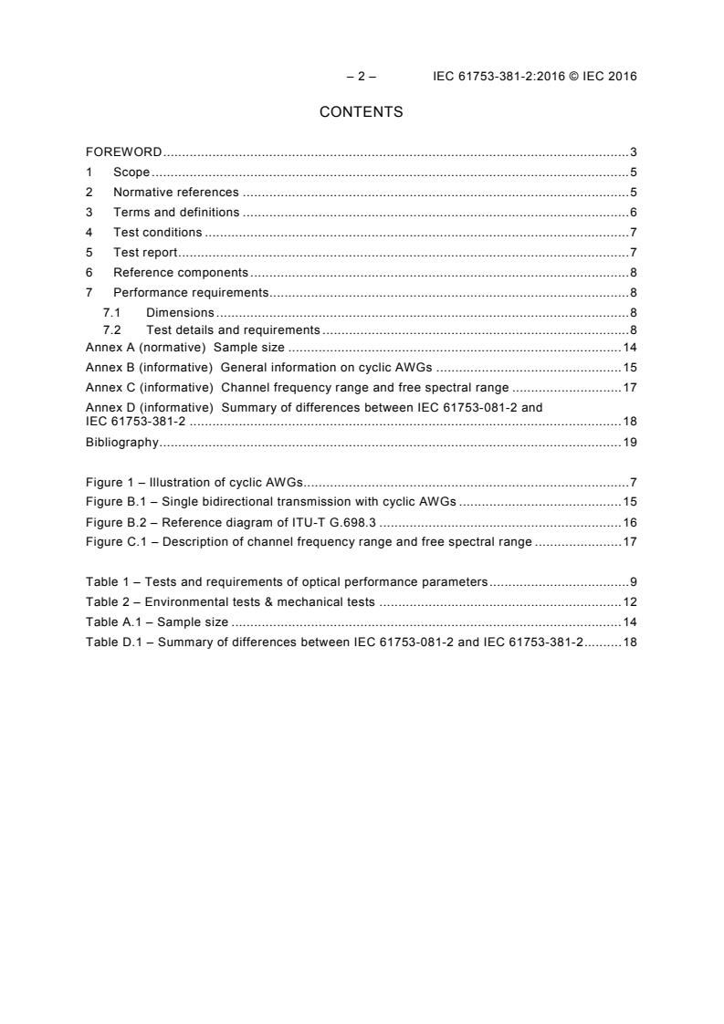 SIST IEC/TR3 61200-704:2000 IEC 61753-381-2:2016 - Fibre optic interconnecting devices and passive components - Performance standard - Part 381-2: Cyclic arrayed waveguide grating - Category C (controlled environment) - Page 4 preview
