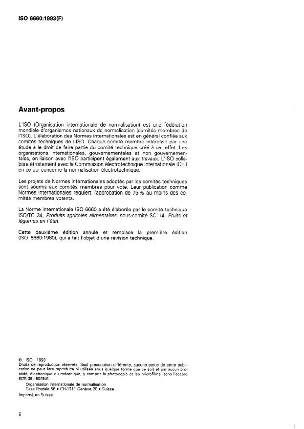 ISO 6660:1993 ISO 6660:1993 - Mangues -- Entreposage réfrigéré - Page 2 preview