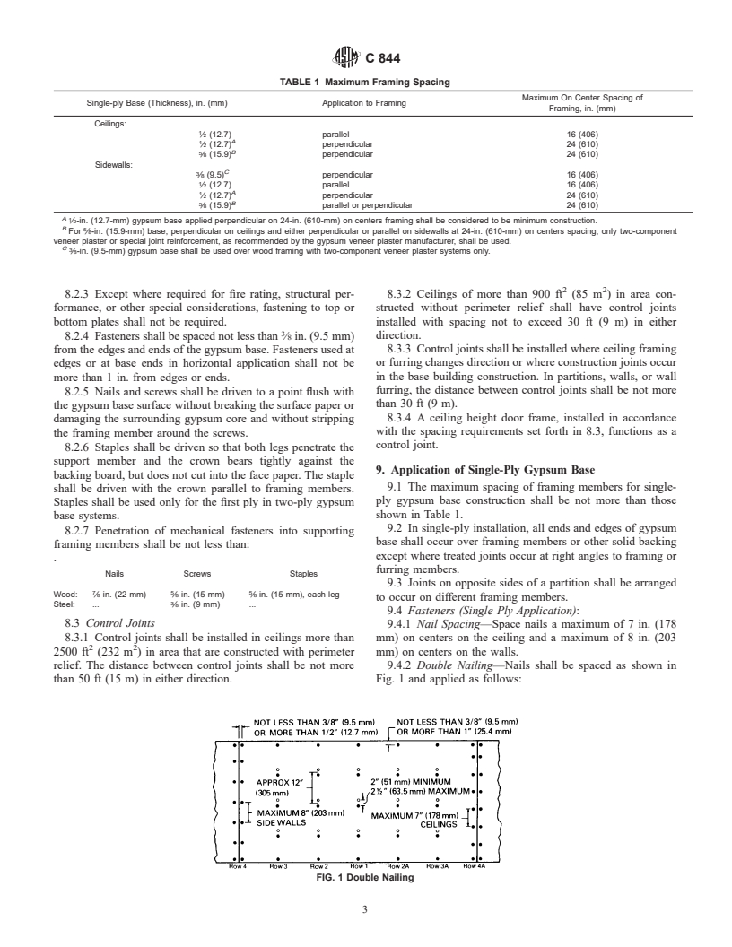 ASTM C844-99 - Standard Specification for Application of Gypsum Base to Receive Gypsum Veneer Plaster