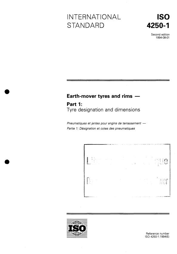 ISO 4250-1:1994 - Earth-mover tyres and rims
