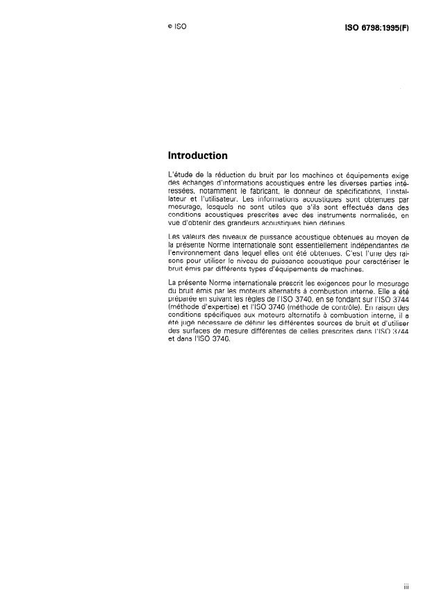 ISO 6798:1995 - Moteurs alternatifs a combustion interne -- Mesurage du bruit aérien émis -- Méthode d'expertise et méthode de contrôle