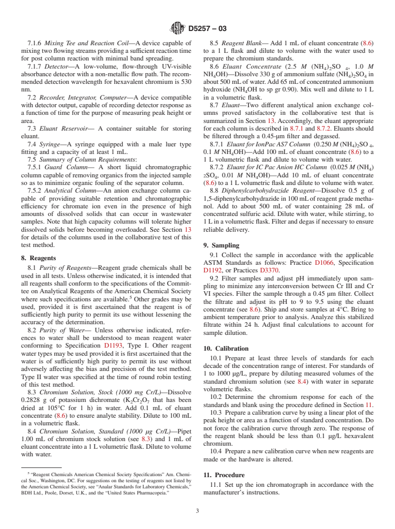 ASTM D5257-03 - Standard Test Method for Dissolved Hexavalent Chromium in Water by Ion Chromatography