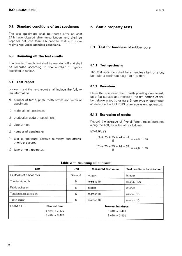 ISO 12046:1995 ISO 12046:1995 - Synchronous belt drives -- Automotive belts -- Determination of physical properties - Page 4 preview