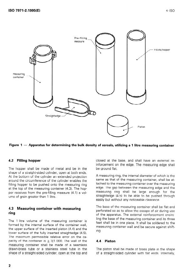 ISO 7971-2:1995 ISO 7971-2:1995 - Cereals -- Determination of bulk density, called "mass per hectolitre" - Page 4 preview