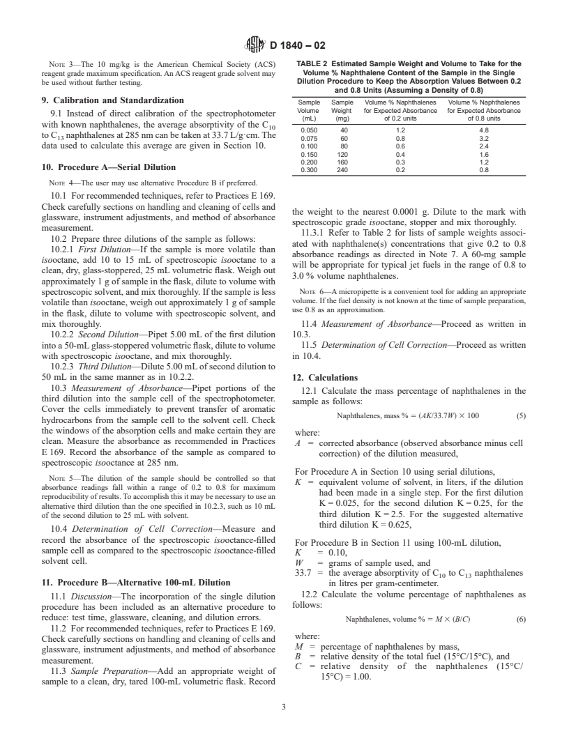 ASTM D1840-02 - Standard Test Method for Naphthalene Hydrocarbons in Aviation Turbine Fuels by Ultraviolet Spectrophotometry