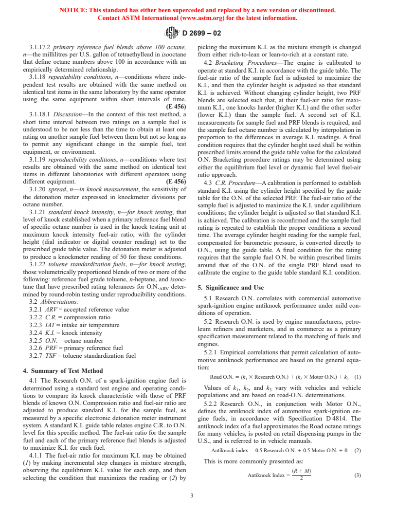 ASTM D2699-02 - Standard Test Method for Research Octane Number of Spark-Ignition Engine Fuel