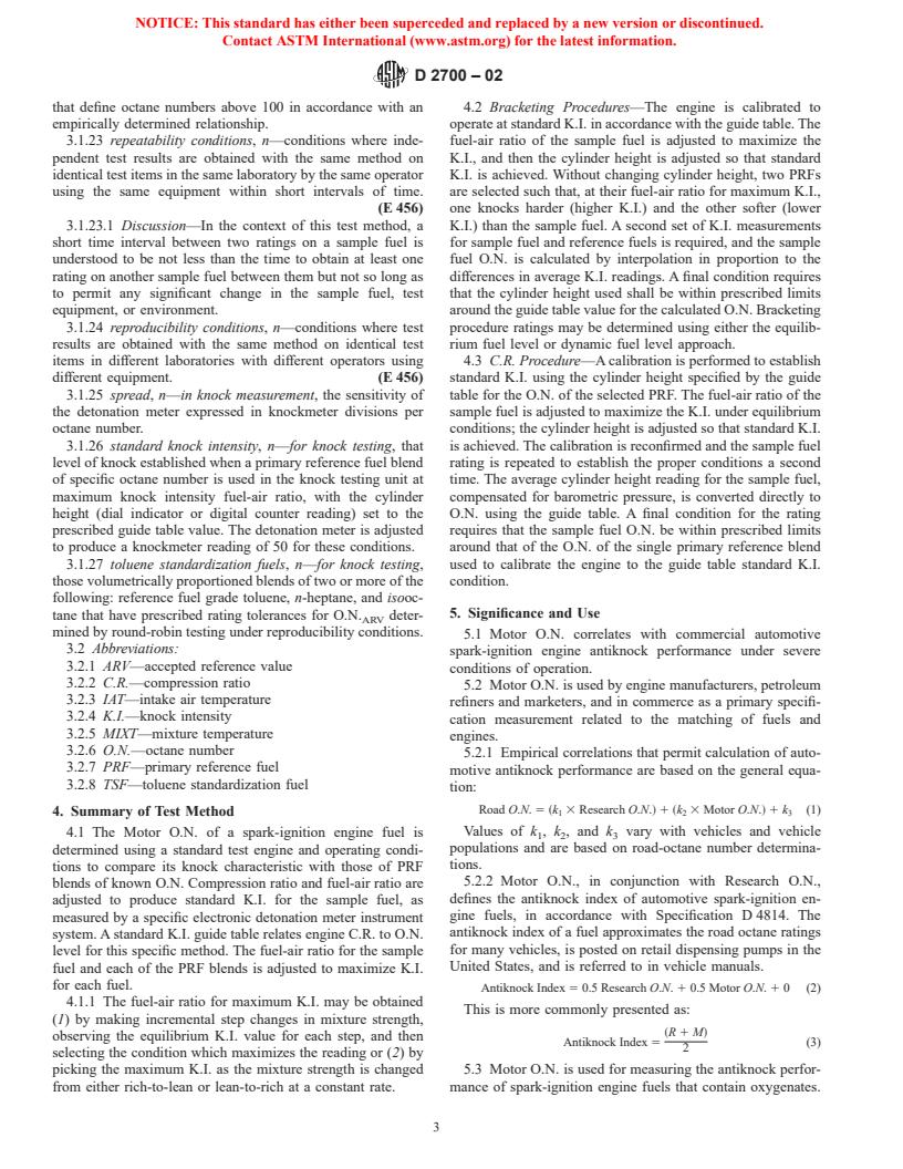 ASTM D2700-02 - Standard Test Method for Motor Octane Number of Spark-Ignition Engine Fuel