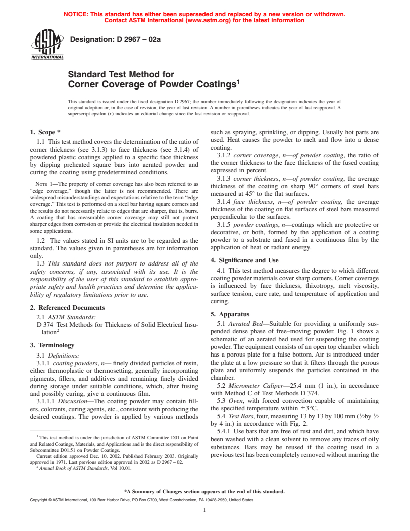 ASTM D2967-02a - Standard Test Method for Corner Coverage of Powder Coatings